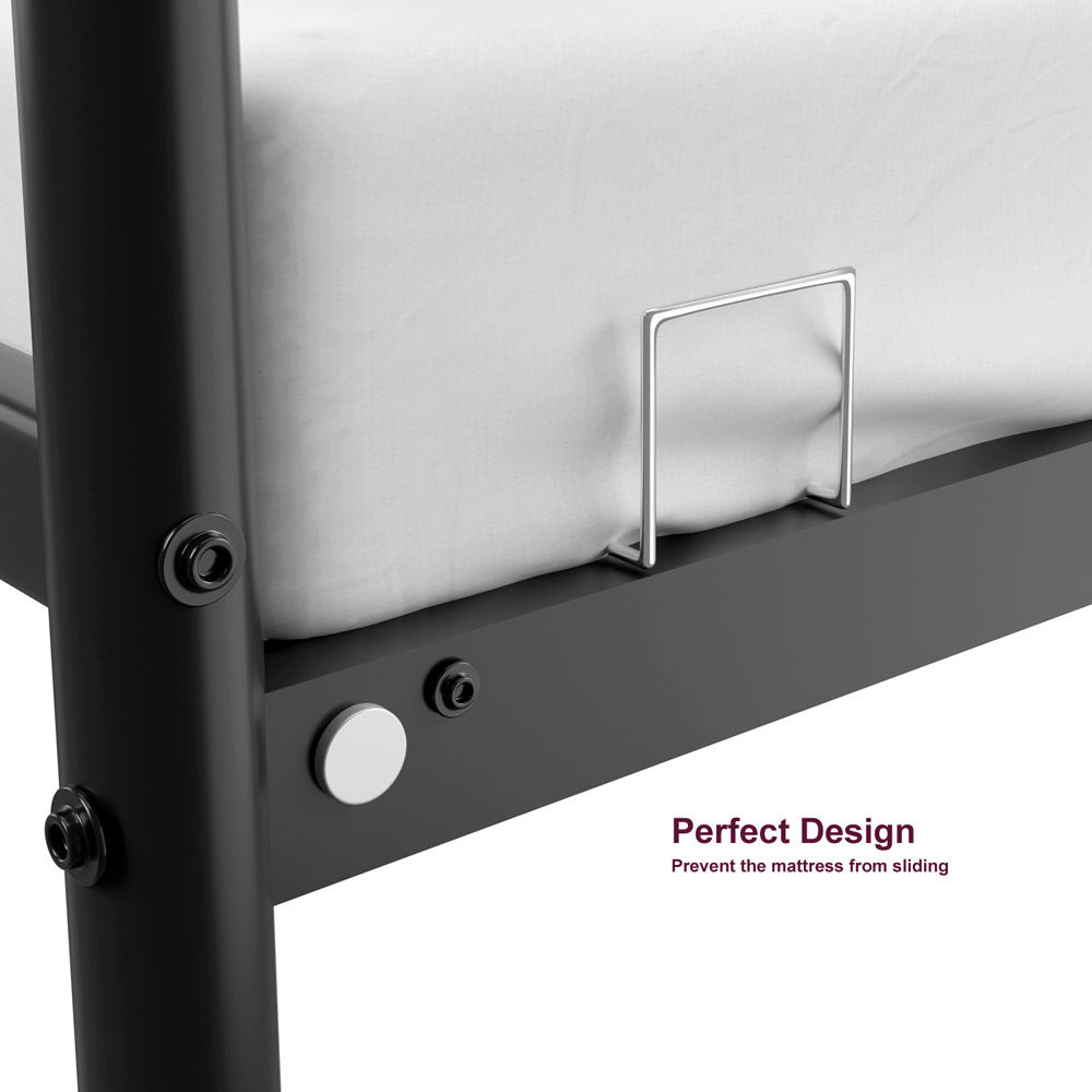 House Of Home Double Black Extra Strong Metal Bed Frame with Rounded Head and Foot Board Image 3