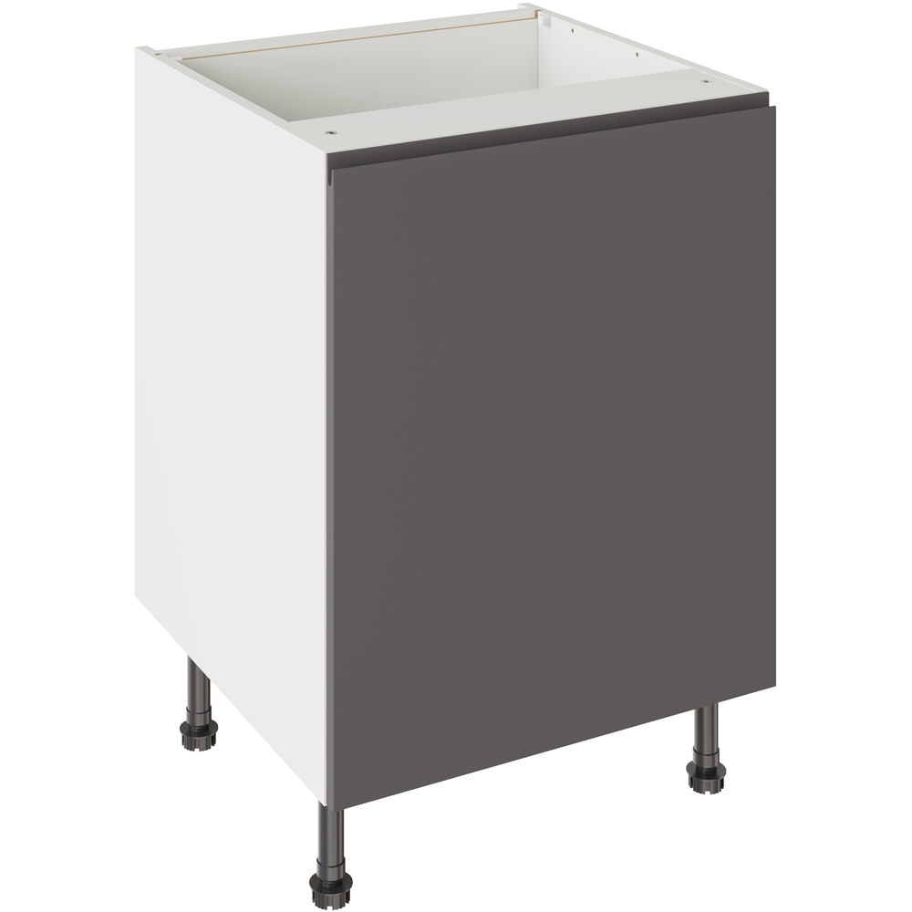 Kitchen Kit J-Pull Gloss Graphite Sink and Hob Cabinet Flatpack 600mm Image 1