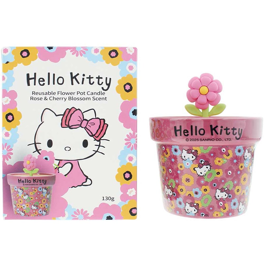 Hello Kitty Seasons Spring Rose and Cherry Blossom Candle in Plant Pot 130g Image 2