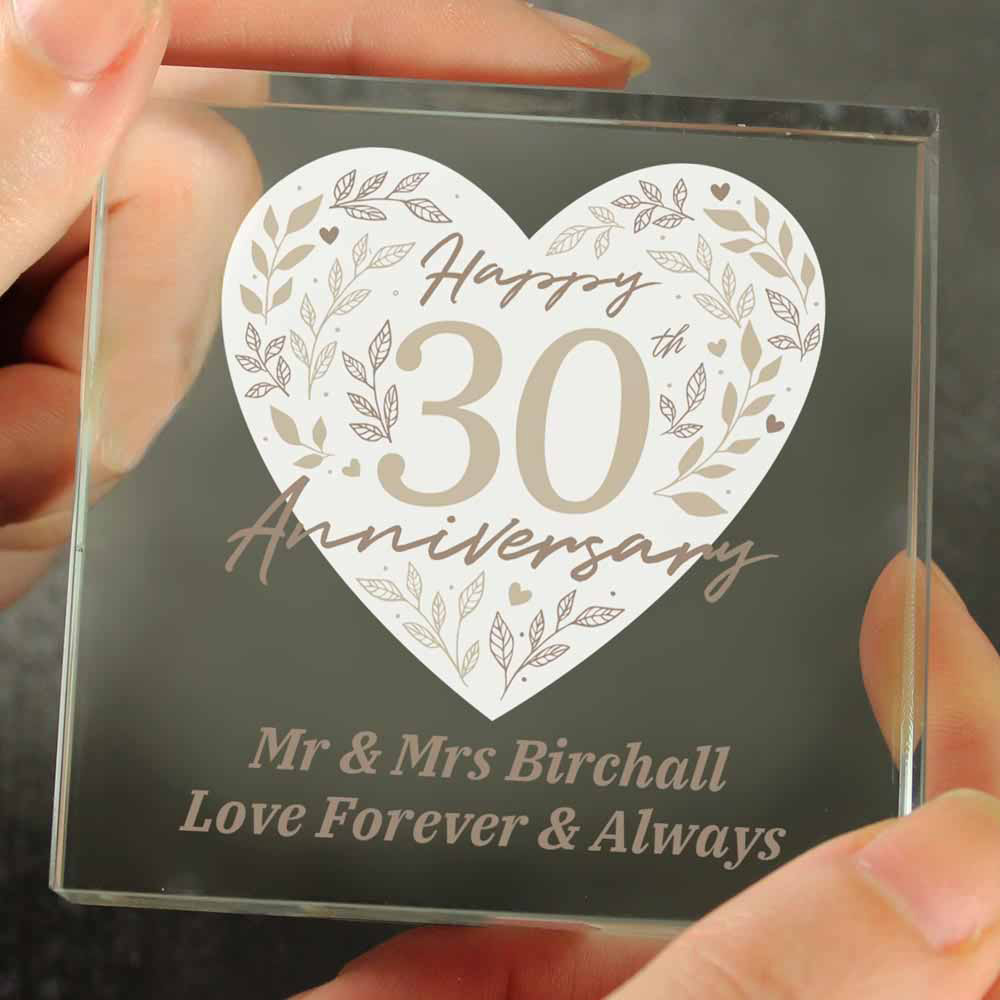 Personalised Memento Personalised 30th Pearl Wedding Anniversary Crystal Token Image 2