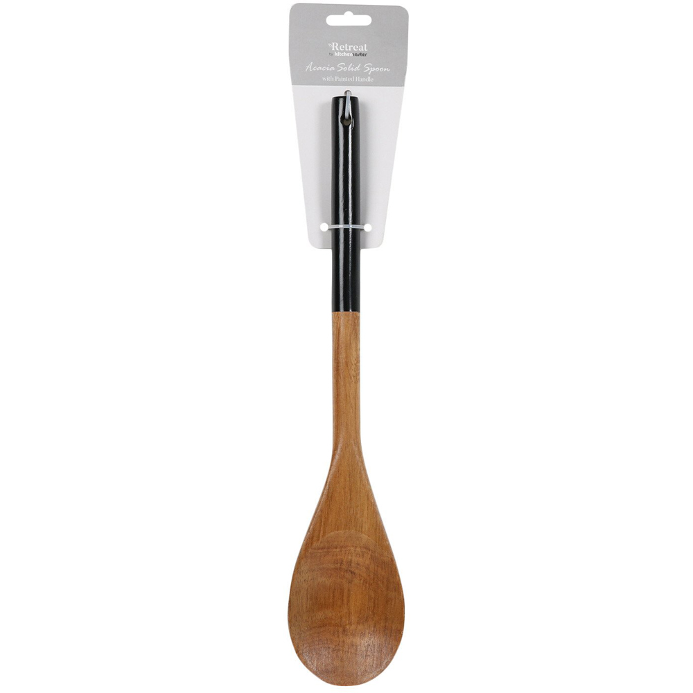 Acacia Solid Spoon with Painted Handle - Black Image