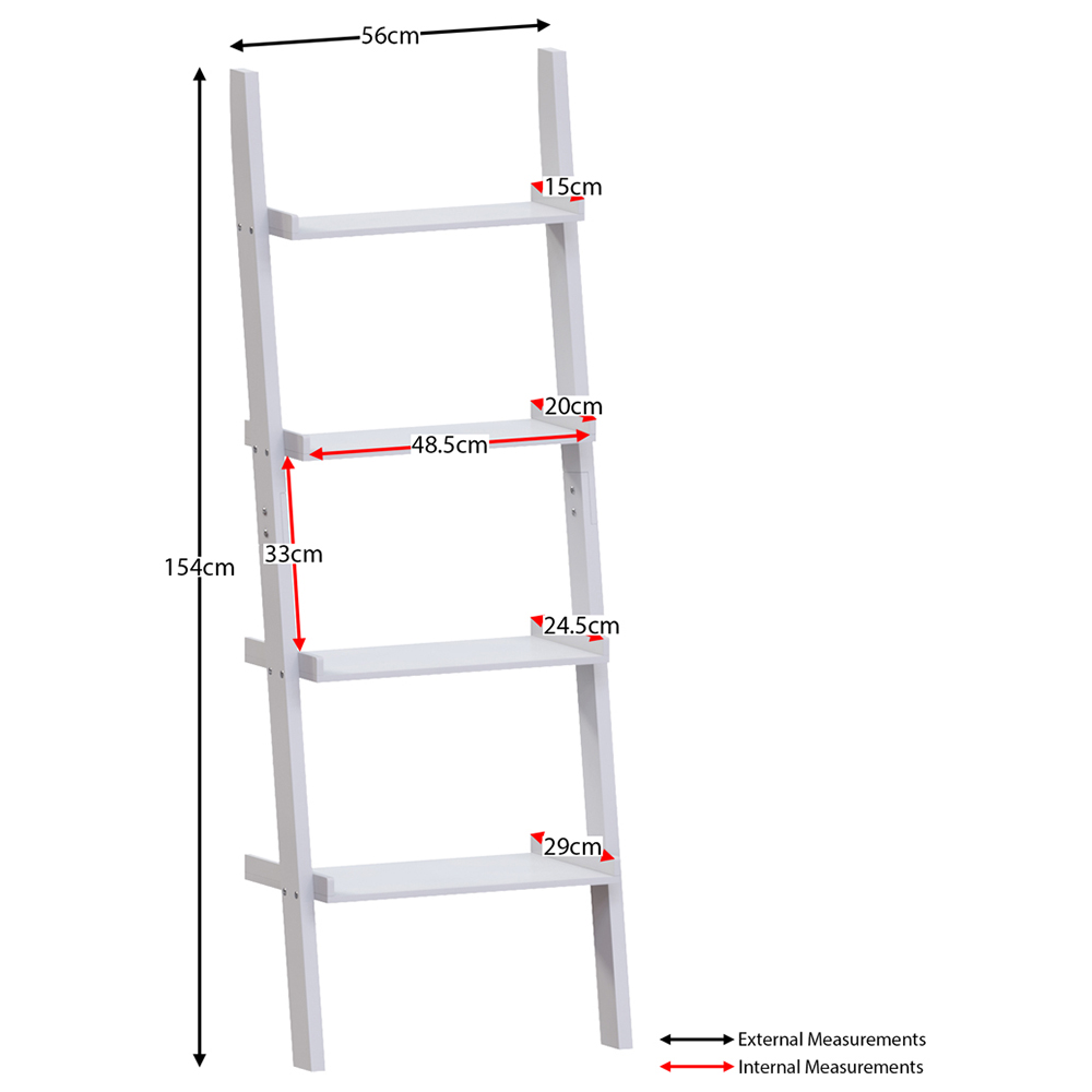 Vida Designs York 4 Shelf White Ladder Bookcase Image 7