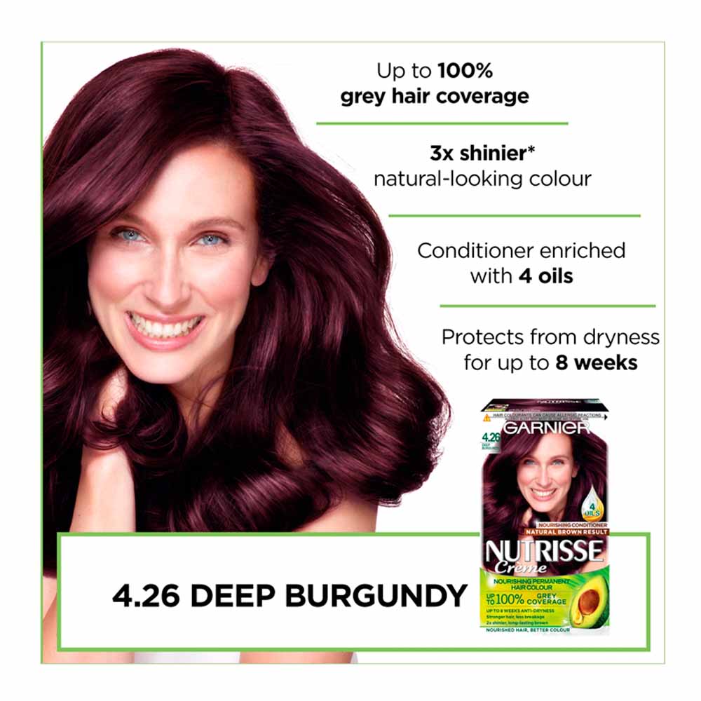 Garnier Nutrisse Deep Burgundy Red 4.26 Permanent Hair Dye Image 2