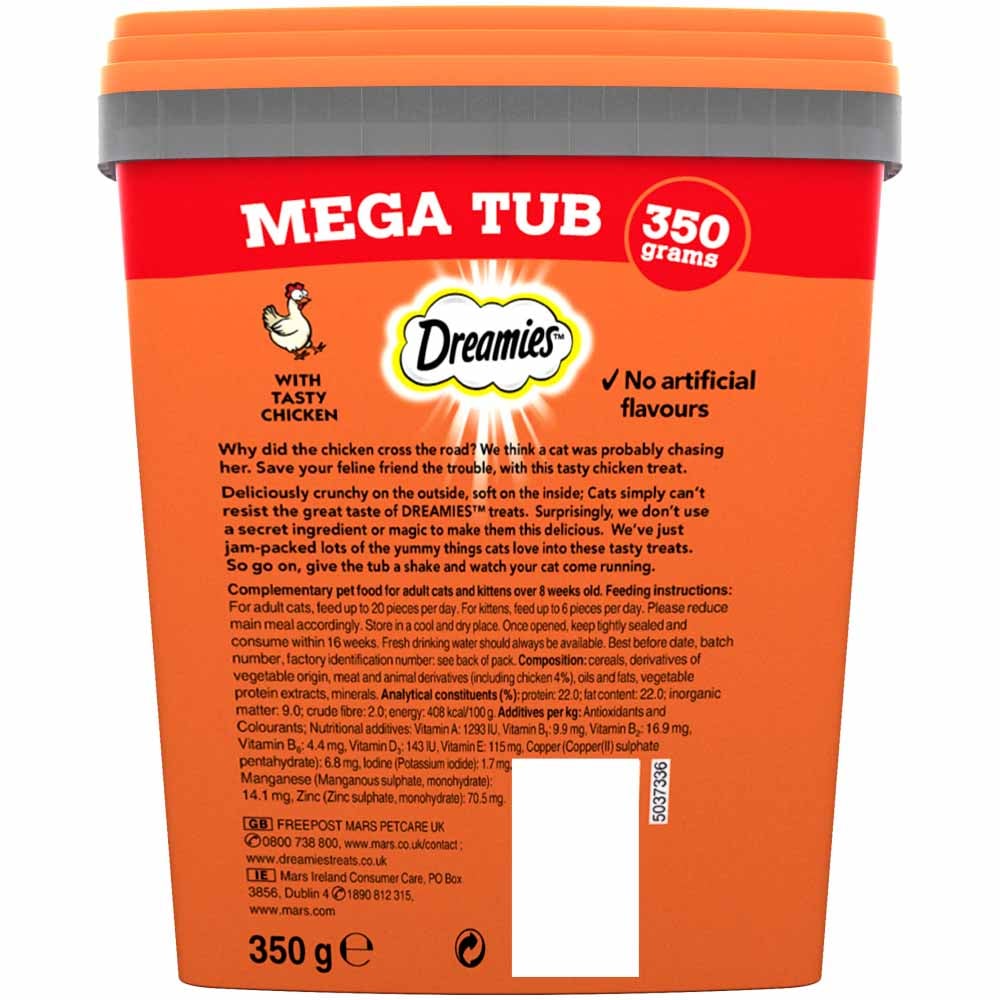 Dreamies Chicken Cat Treats Mega Tub Case of 2 x 350g Image 5