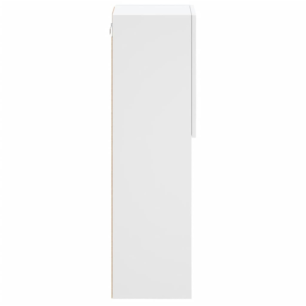 vidaXL Single Door 3 Shelf White Tall Slim TV Cabinet with LED Lights Image 6