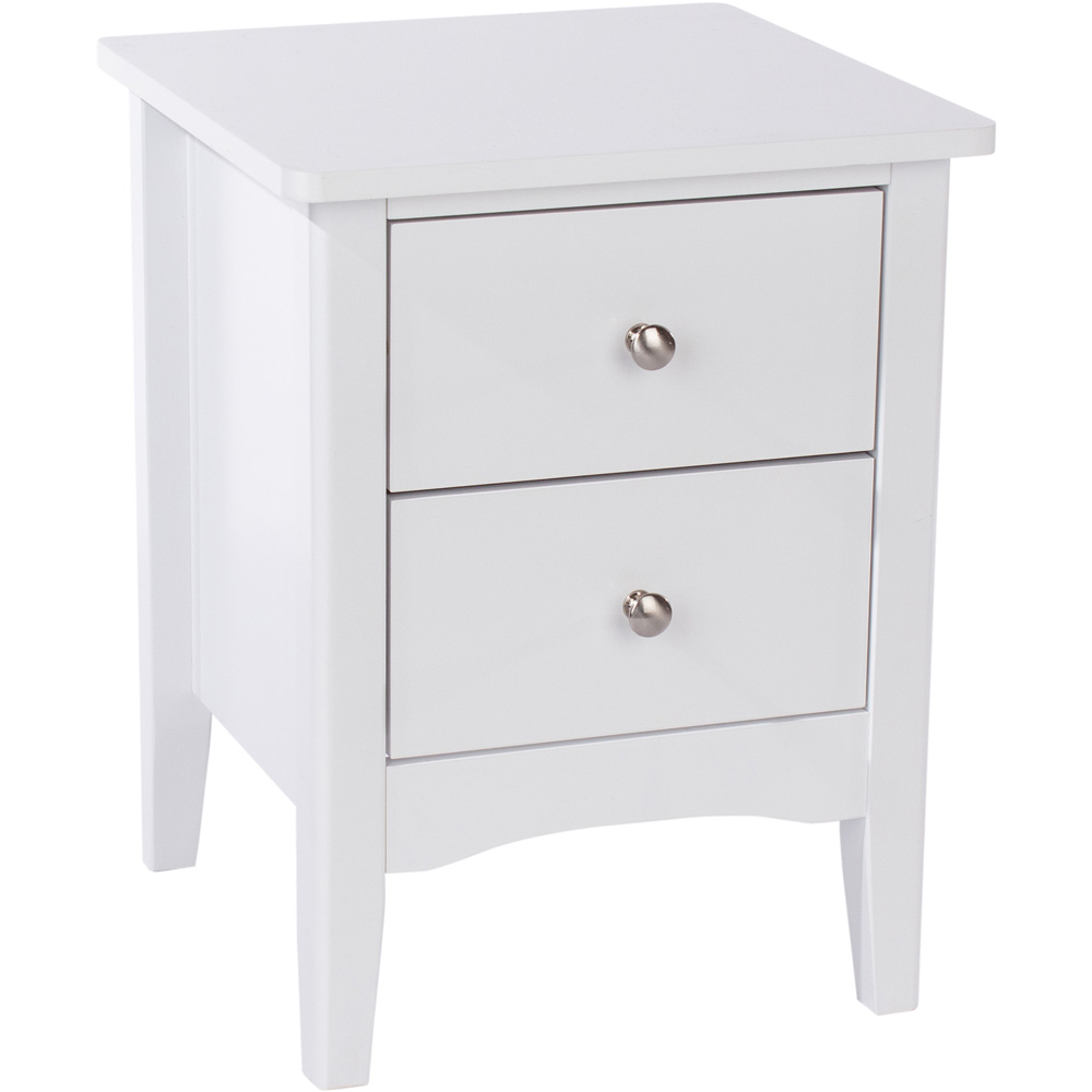Como 2 Drawer White Petite Bedside Table Image 3