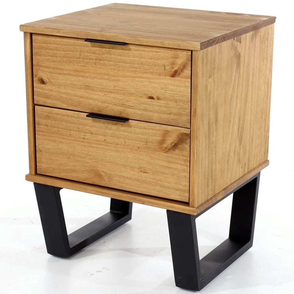 Core Products Texas 2 Drawer Antique Wax Pine Bedside Cabinet Image 2