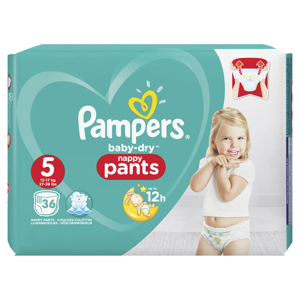 Rechthoek Nodig uit erfgoed Pampers Baby Dry Nappy Pants Size 5 (12-17 kg), 36 pack | Wilko