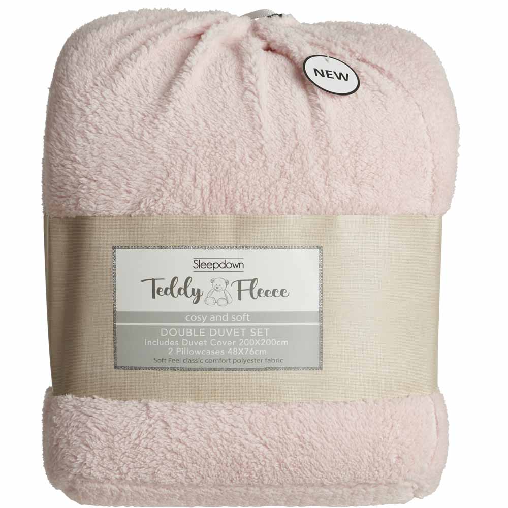 Sleepdown Blush Soft Teddy Fleece Duvet Set Double Image 4