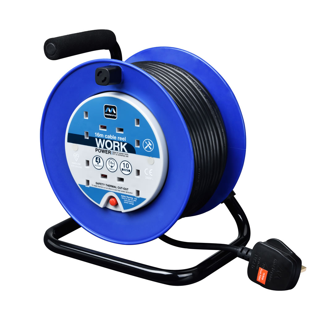 Retractable Extension Cord Reel >> Masterplug Cable Reel 10amp 4 Gang 16m | Wilko Retractable Extension Cord Reel >> Masterplug Cable Reel 10amp 4 Gang 16m | Wilko