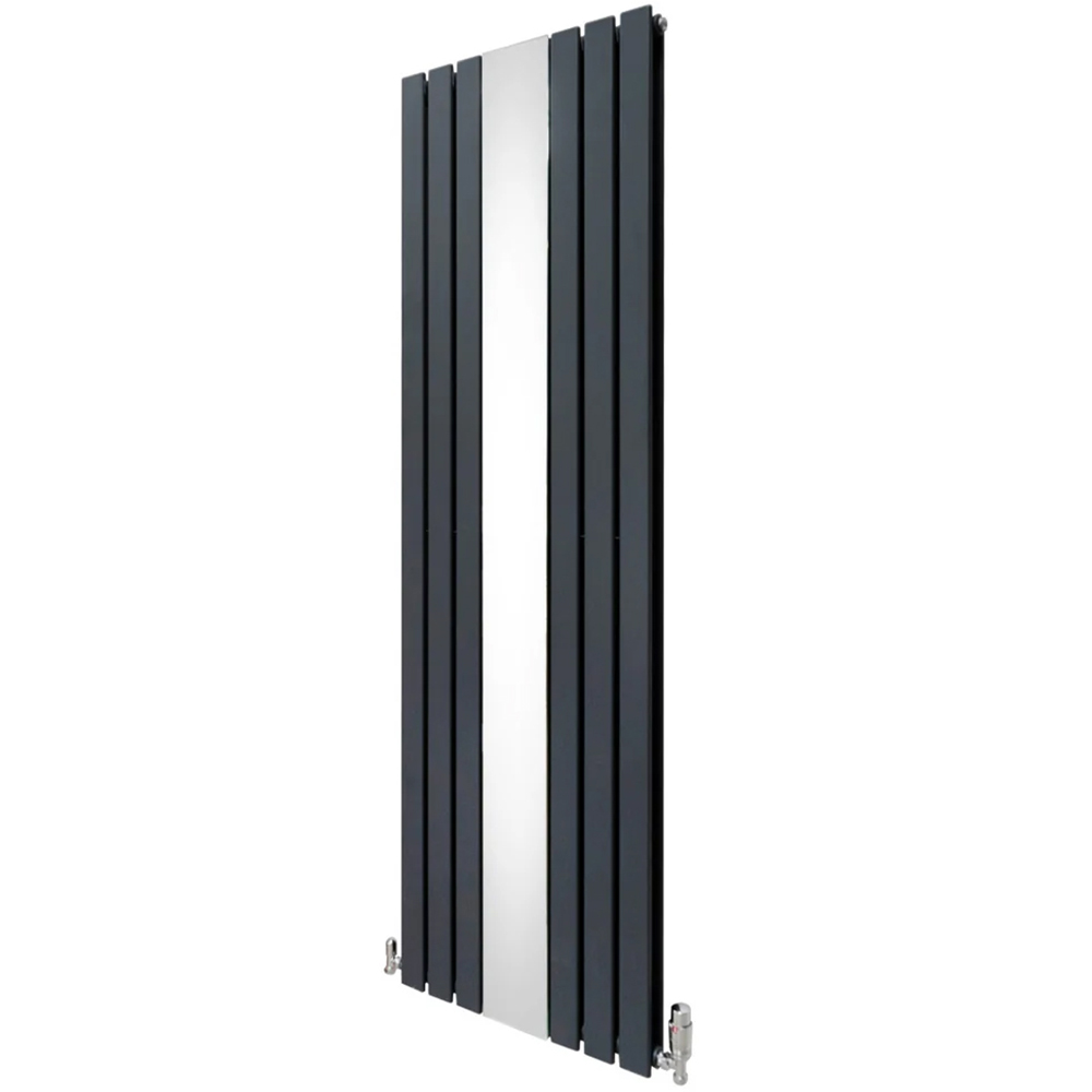 Monster Shop 8092BTU Anthracite Grey Flat Panel Mirror Radiator with Valves 1800 x 565mm Image 3