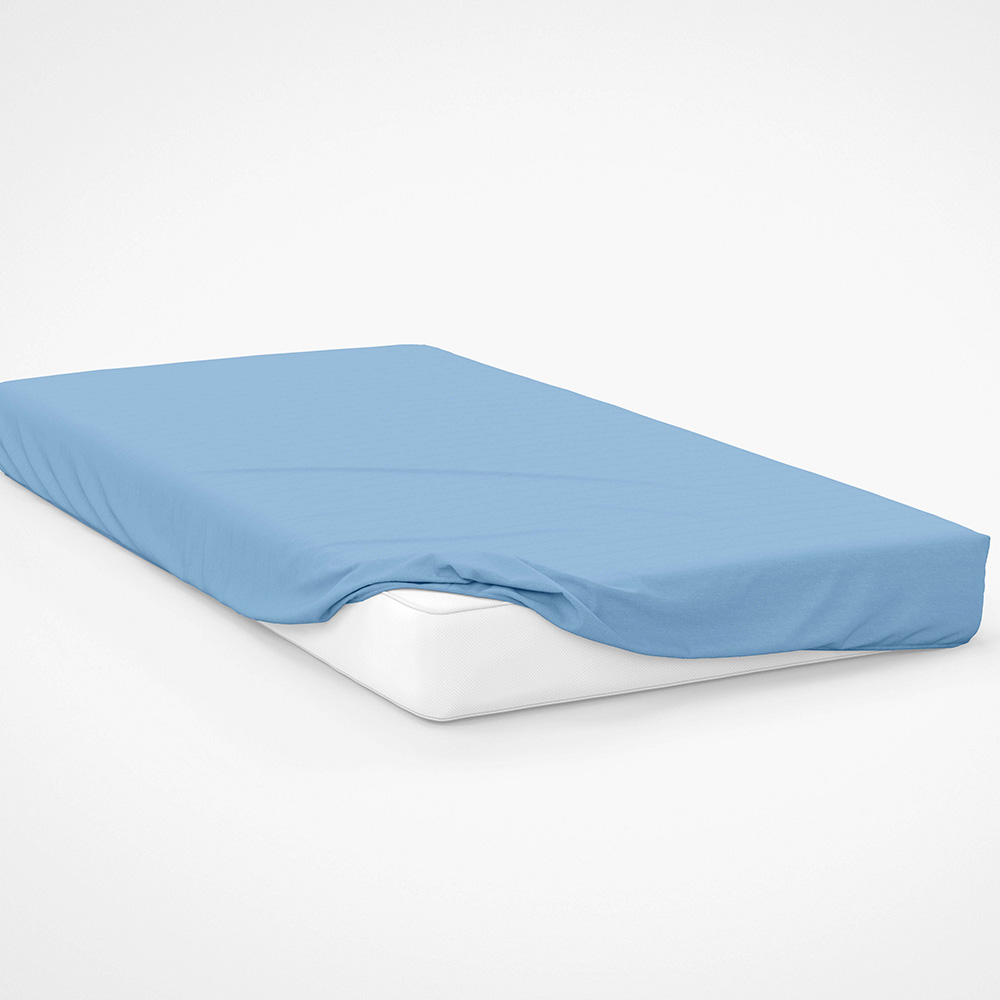 Serene Super King Sky Blue Fitted Bed Sheet Image 2