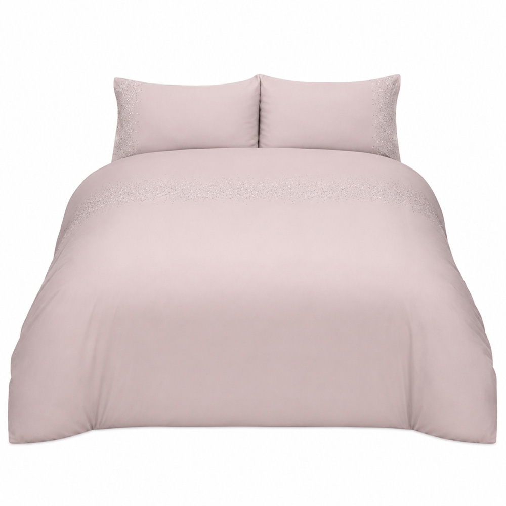 Smart Living Single Blush Pink Diamante Embellished Duvet Set Image 2