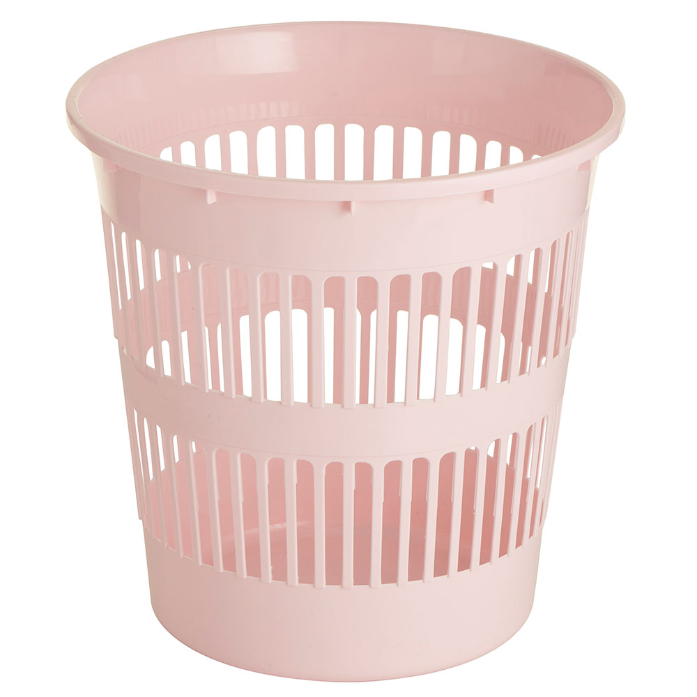 Wilko Light Pink Waste Paper Bin 12L Image 1