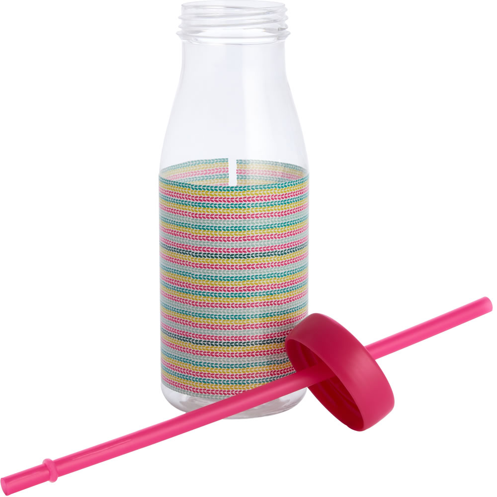 Wilko Tropical Acrylic Bottle with Straw Wilko