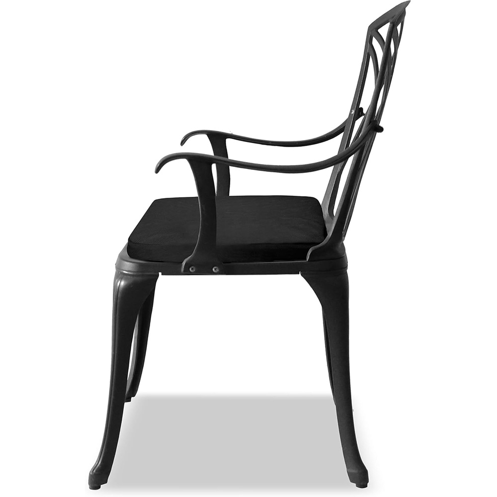 Centurion Oshowa 2 Seater Black Cast Aluminium Garden Bistro Set with Cushions Image 3