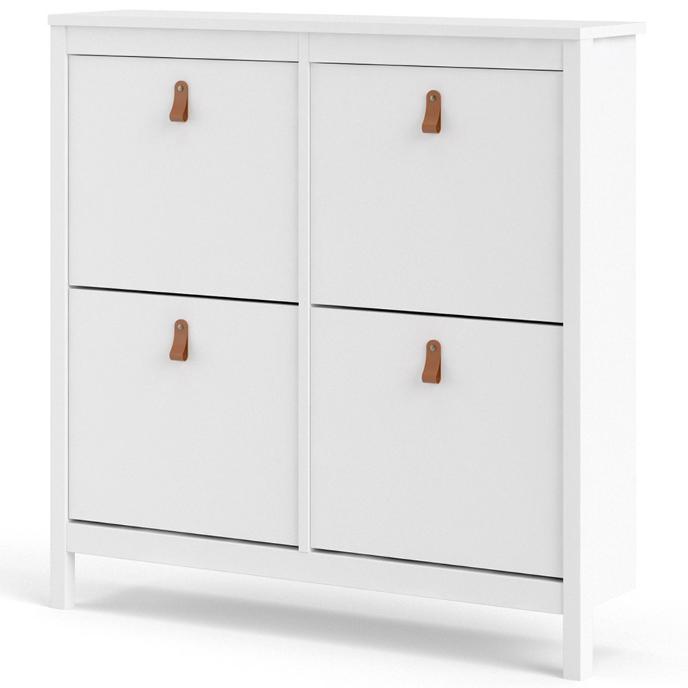 Florence Barcelona 4 Flip Down Doors White Shoe Cabinet Image 3