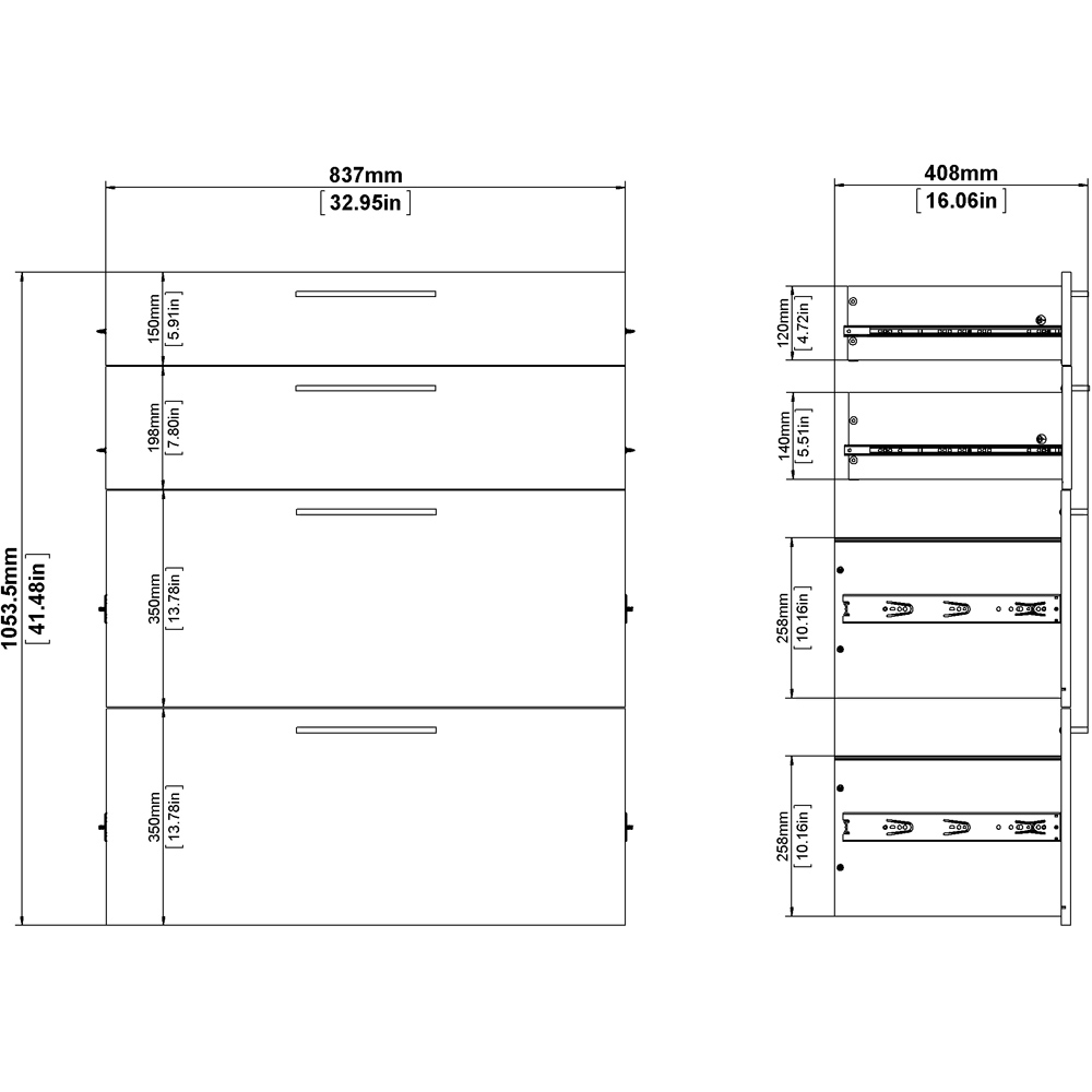 Florence 4 Drawer Black Woodgrain Bookcase Image 7