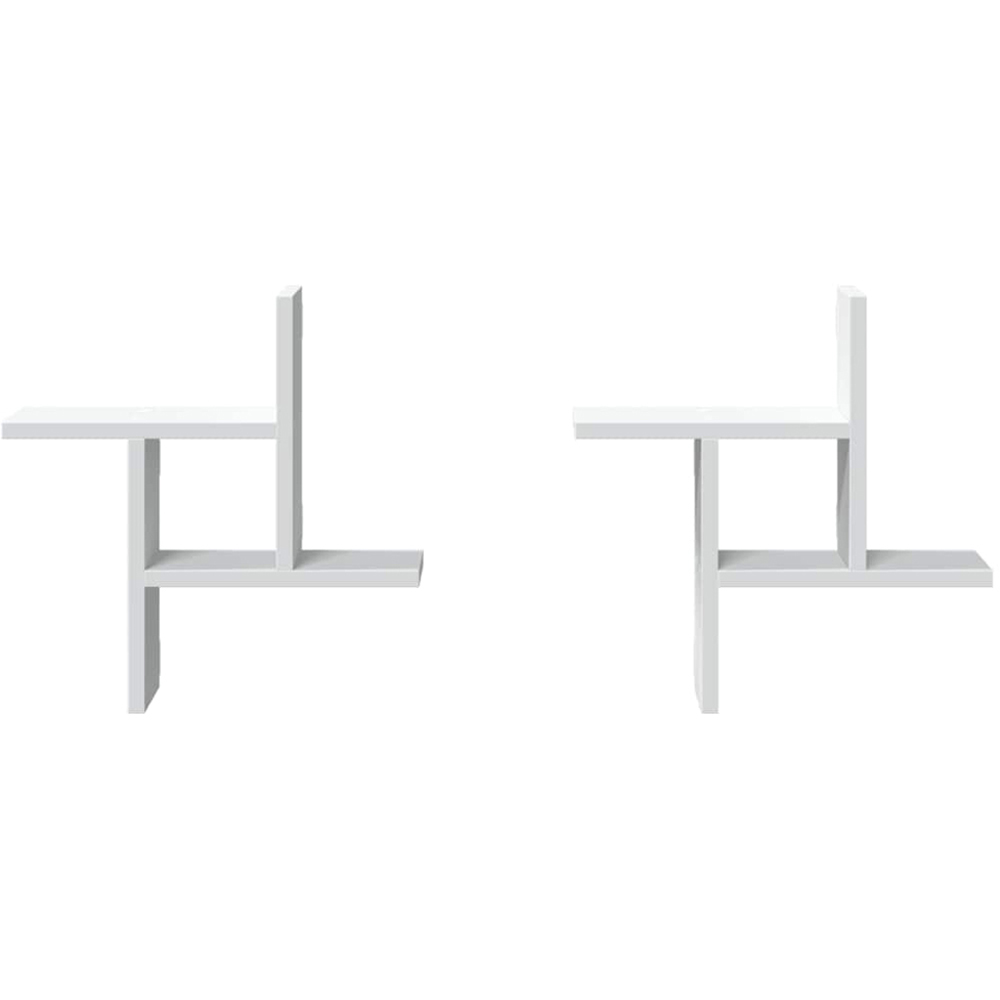 vidaXL 38 x 12 x 38cm White Wooden Wall Shelf 2 Pack Image 3
