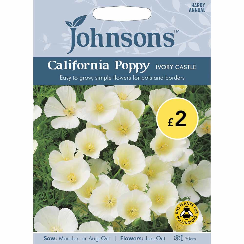 Johnsons Seeds California Poppy Ivory Castle Image 2