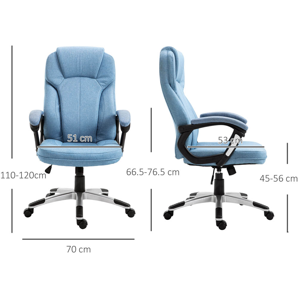 Portland Blue Linen Swivel Office Chair Image 7
