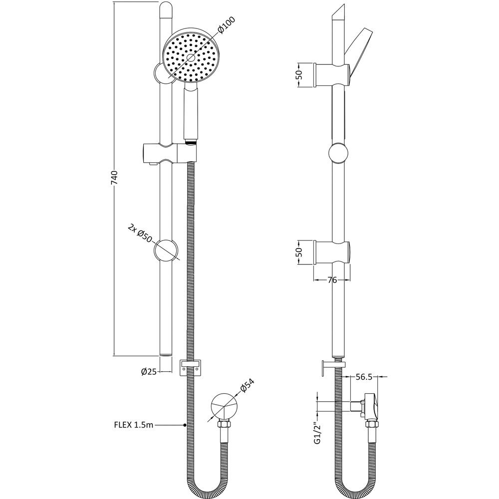 nuie Chrome Slide Rail Kit Image 2