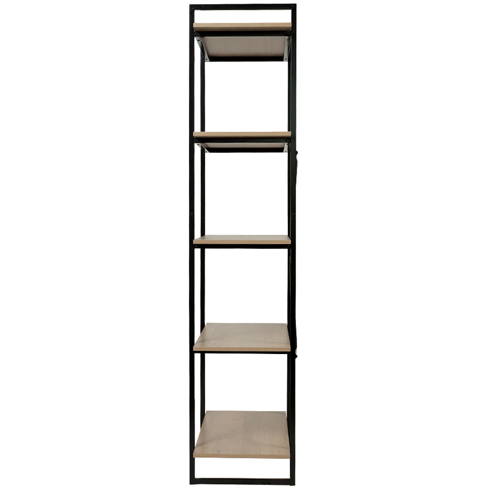 H&O Direct 5 Shelf Wood and Metal Industrial Bookshelf Image 4