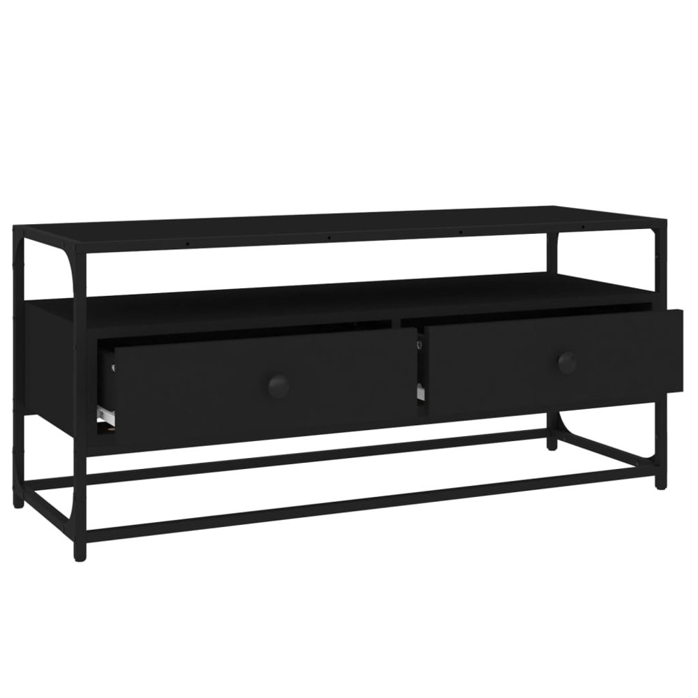 vidaXL 2 Drawer Single Shelf Black TV Cabinet Image 3