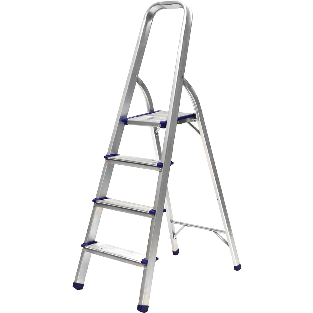 Charles Bentley Silver 4 Tread Step Ladder Image 1