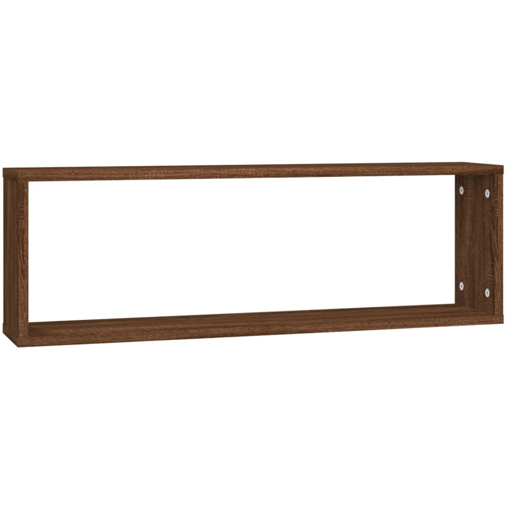 vidaXL 80cm Set of 4 Brown Oak Effect Cube Wall Floating Shelf Image 1