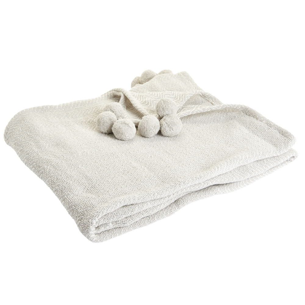 Wilko Grey Herringbone Throw 125 x 150cm Wilko