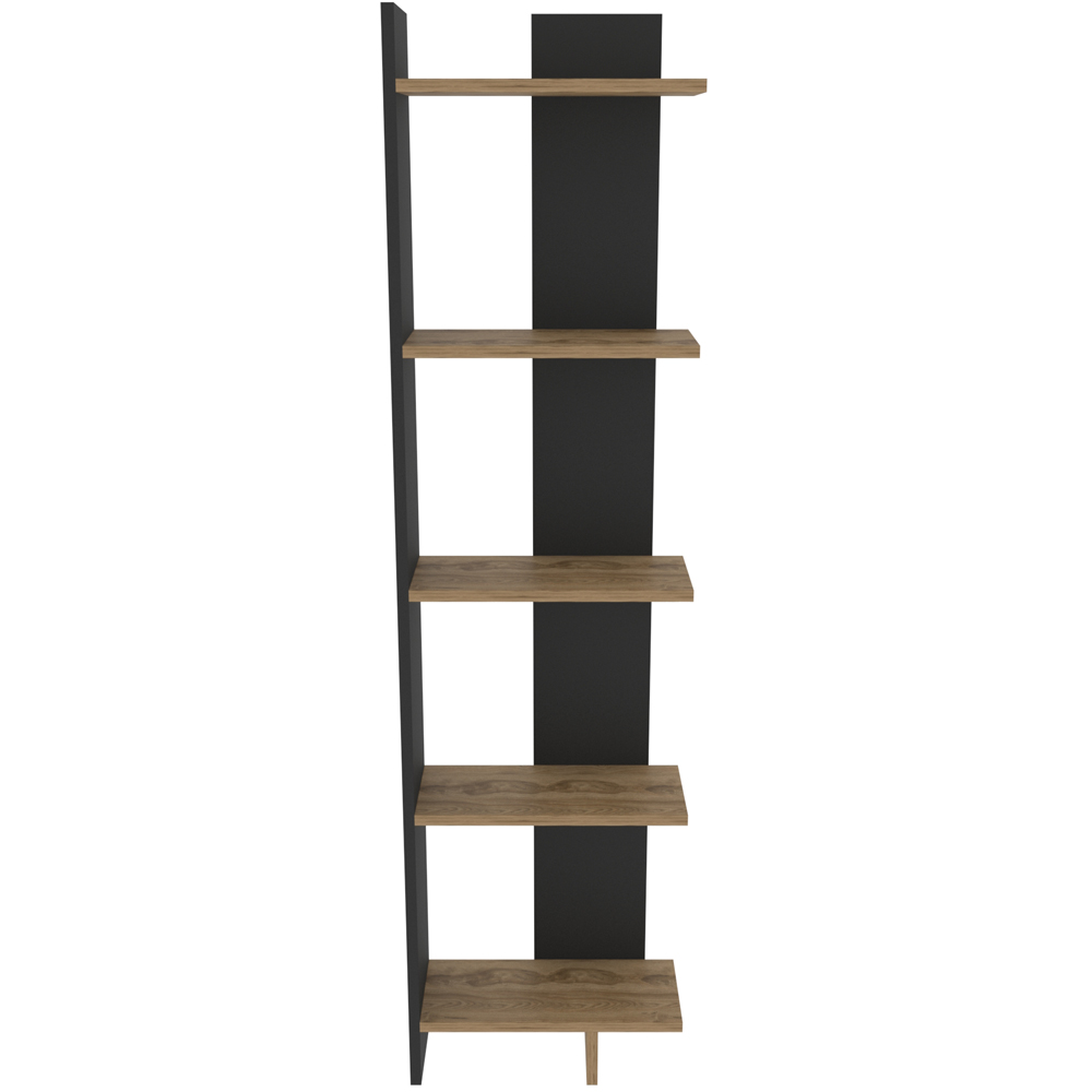 Decorotika Alis 5 Tier Black and Oud Corner Bookcase Image 3