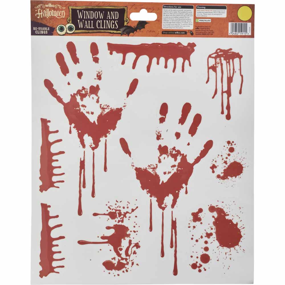 Wilko Halloween Bloody Wall Stickers 9 Pack Image