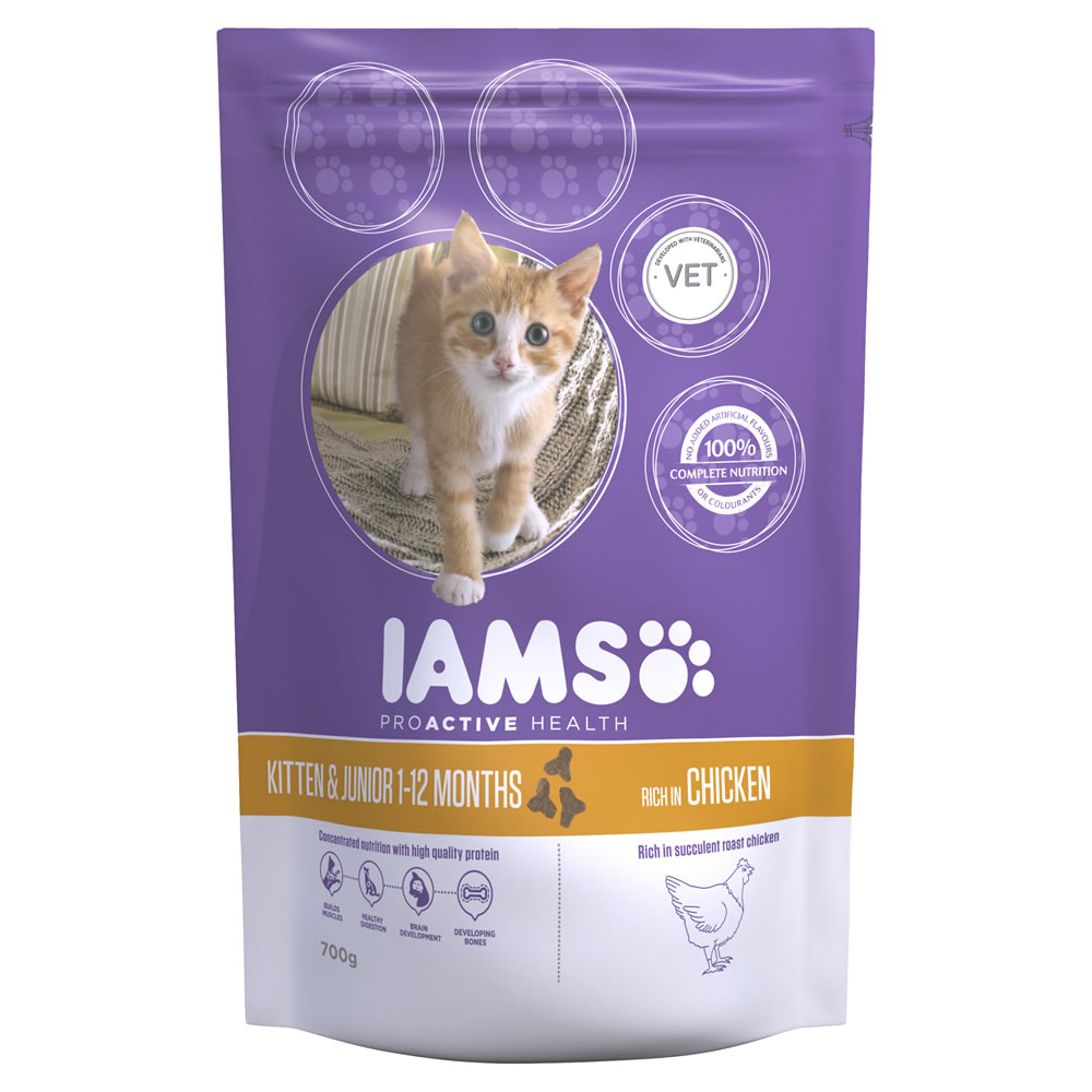 Iams Kitten and Junior Chicken Cat Food 700g Image
