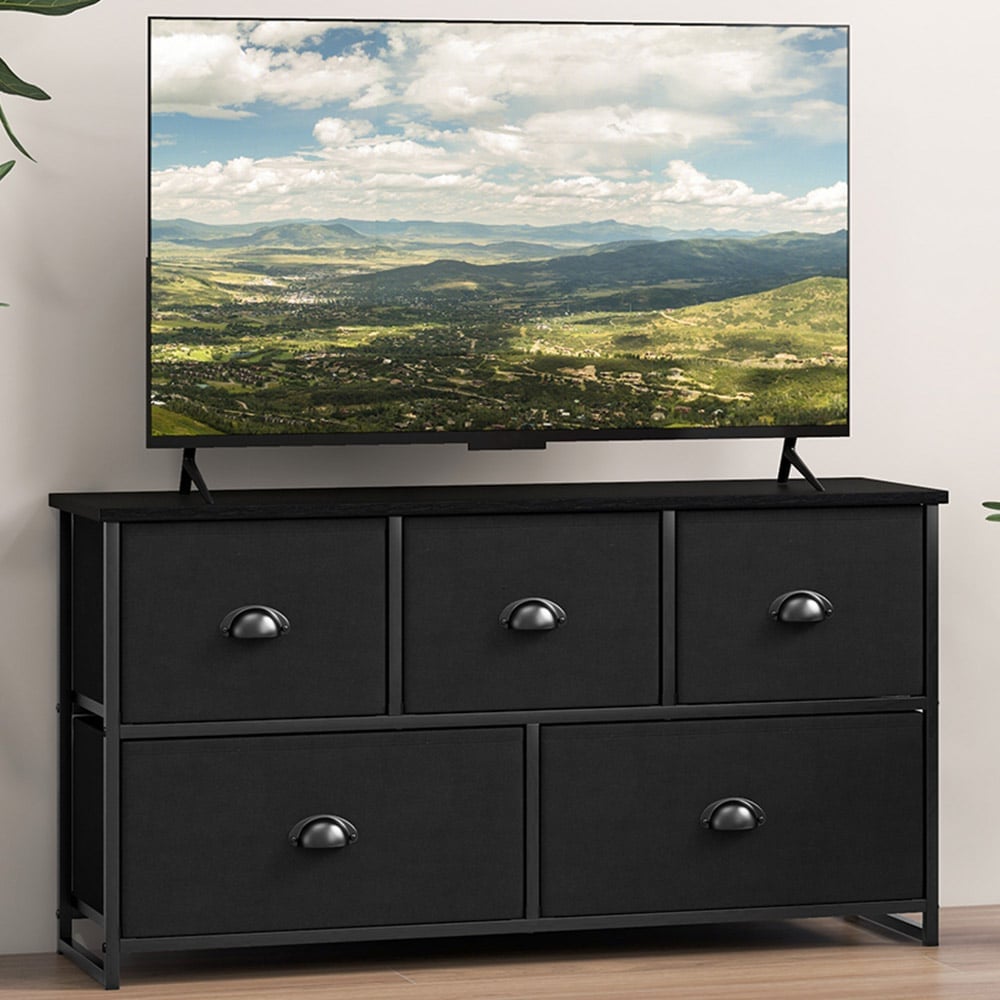 Costway 5 Drawer Black Fabric Chest of Drawers Image 3