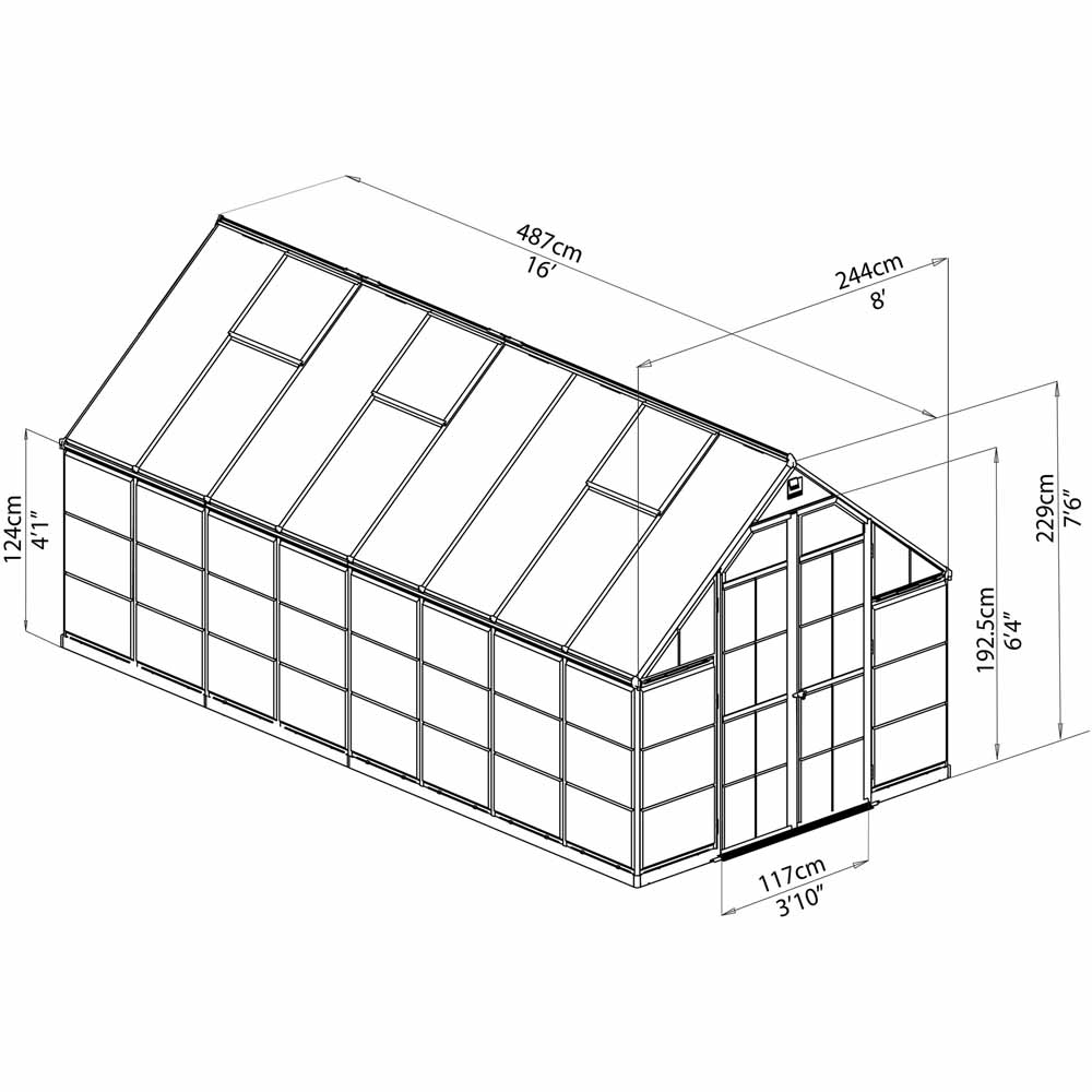 Palram Balance Green Polycarbonate 8 x 16ft Greenhouse Image 7