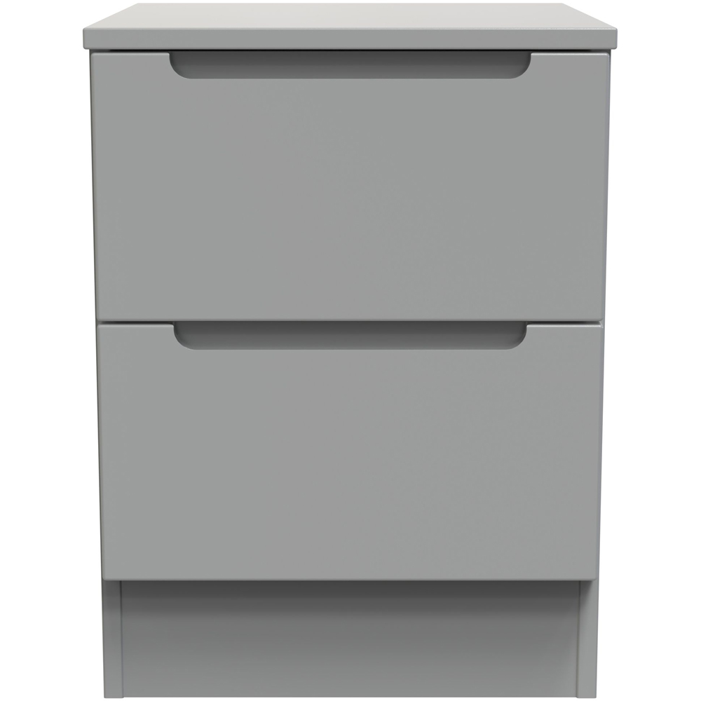 Crowndale Milan 2 Drawer Dusk Grey Compact Bedside Cabinet Ready Assembled Image 2