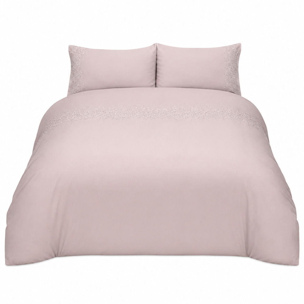 Smart Living Double Blush Pink Diamante Embellished Duvet Set Image 2