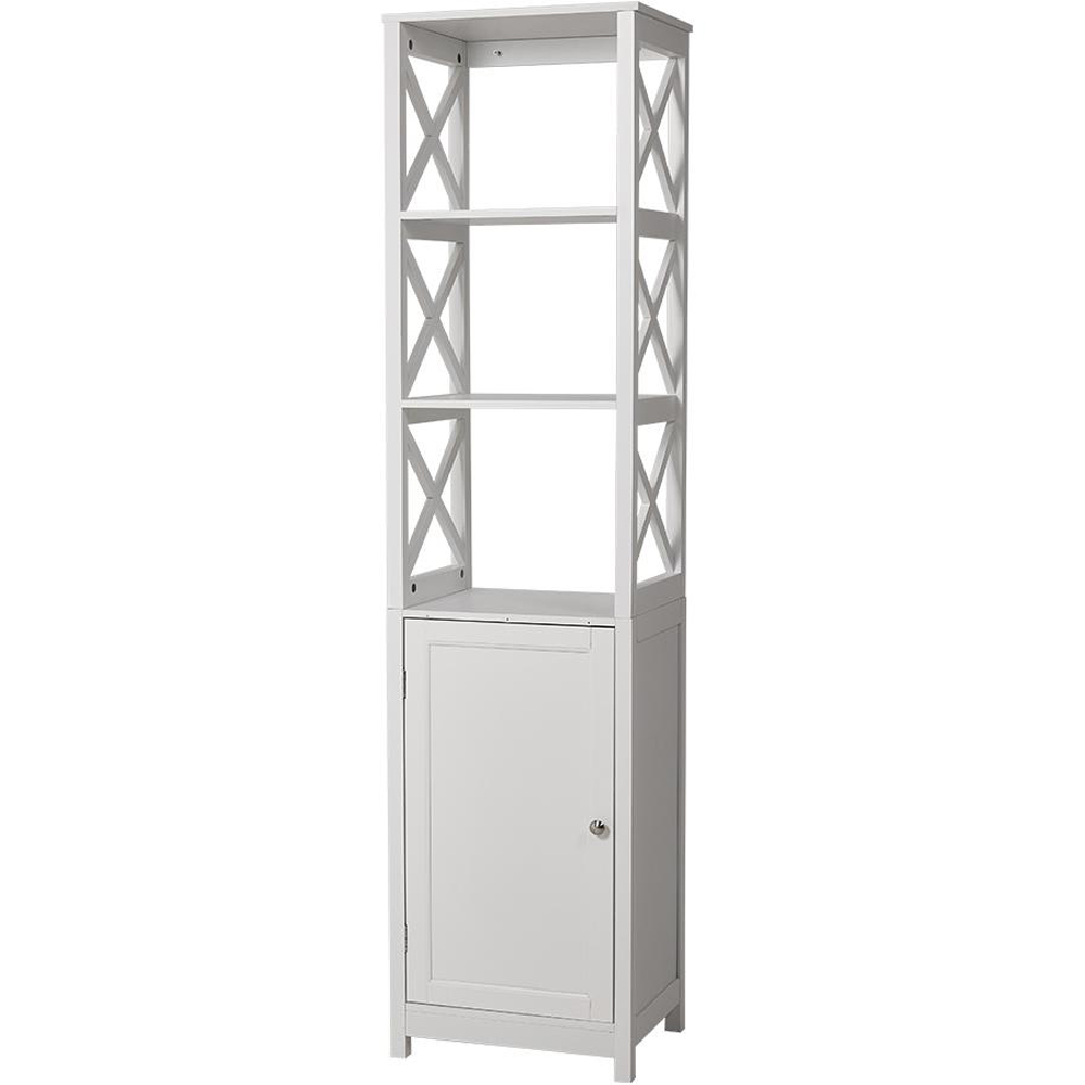 H&O Direct Single Door X Frame Wooden Bathroom Tall Cabinet Image 2