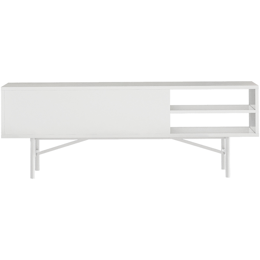 H&O Direct 2 Door 2 Shelf White Striped Wooden TV Stand Image 5