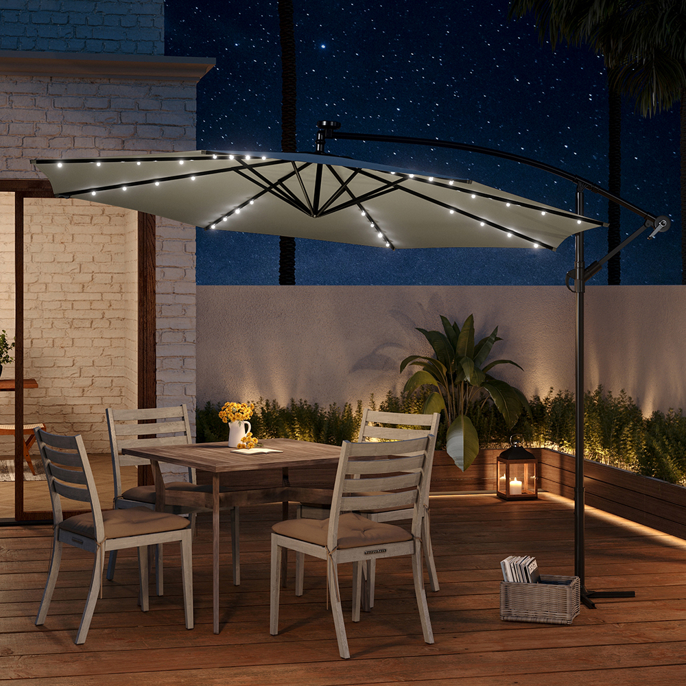 Living and Home Beige LED Cantilever Parasol 3m Image 4