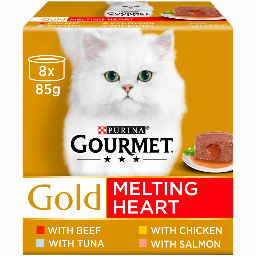 Gourmet Gold Melting Heart Meat and Fish Cat Food 8 x 85g Image 1