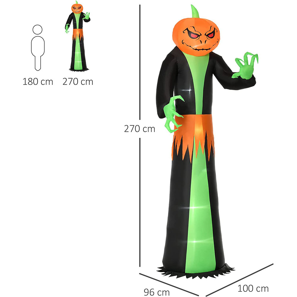 HOMCOM Halloween Inflatable Scary Pumpkin Man 9ft Image 8