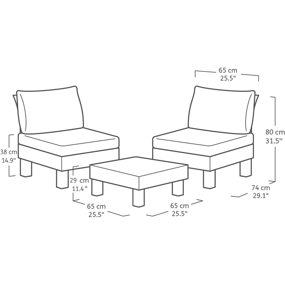 Keter Elements 2 Seater Lounge Set Image 7