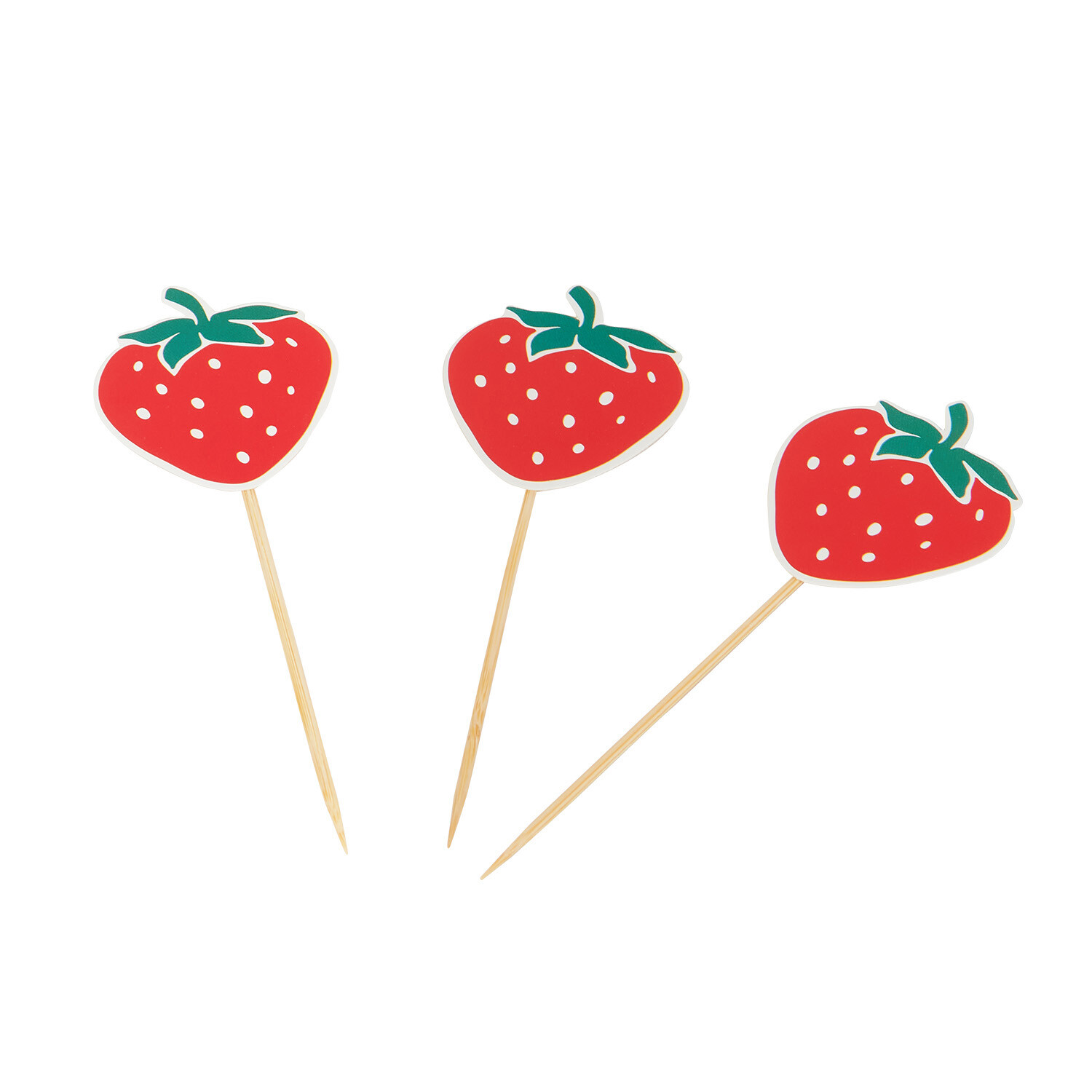 Pack of 8 Strawberry Cupcake Toppers - Red Image 2
