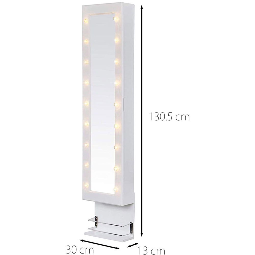 CARME Home Crystal White Door Mounted Mirror LED Jewellery Cabinet with Lights Image 7
