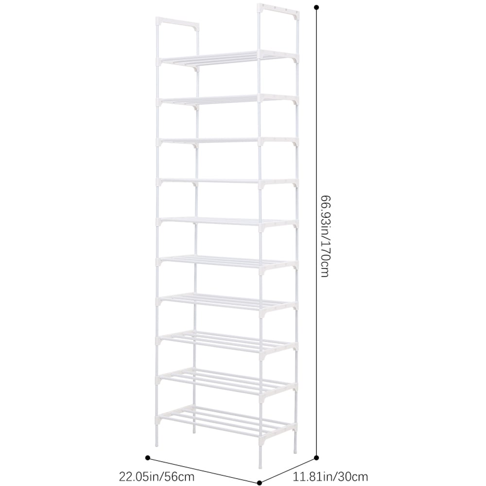 H&O Direct 10 Shelf White Metal Shoe Rack Image 6