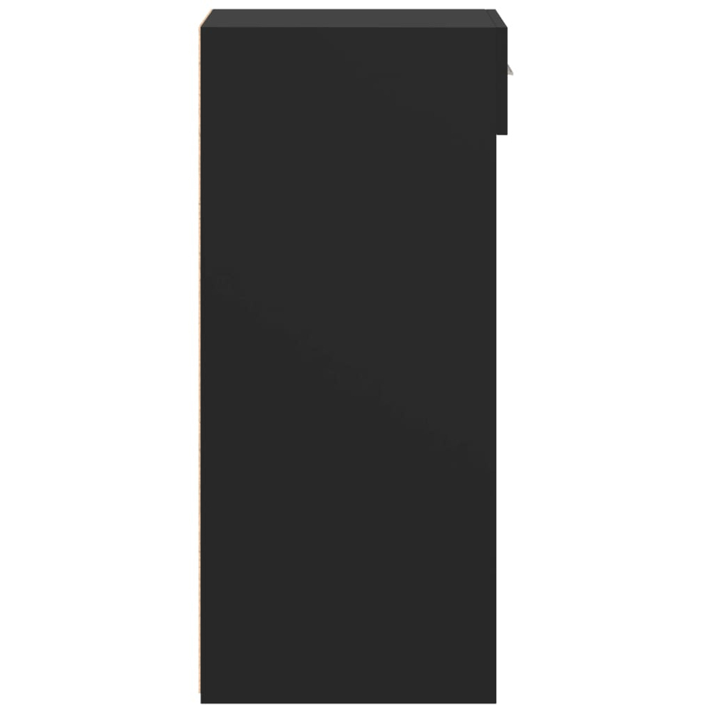 vidaXL Single Drawer 3 Shelf Black Wooden Sideboard Image 5