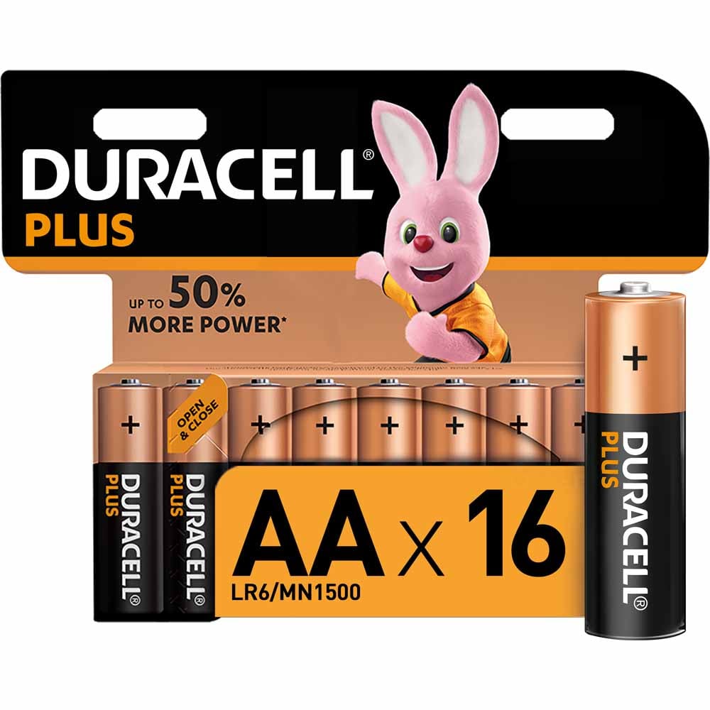 Duracell Plus LR6 AA 1.5V Alkaline Batteries 16 pack Wilko