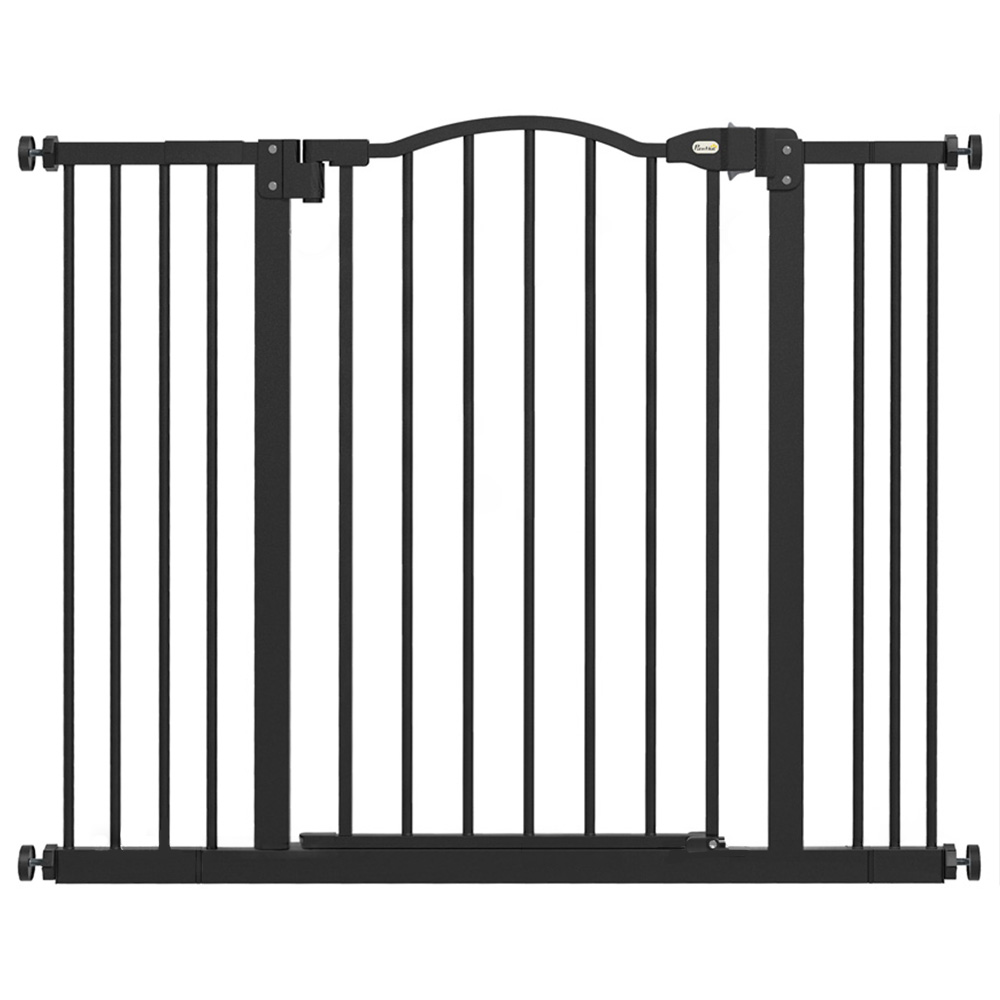 PawHut Black 74-100cm Adjustable Metal Pet Safety Gate Image 1